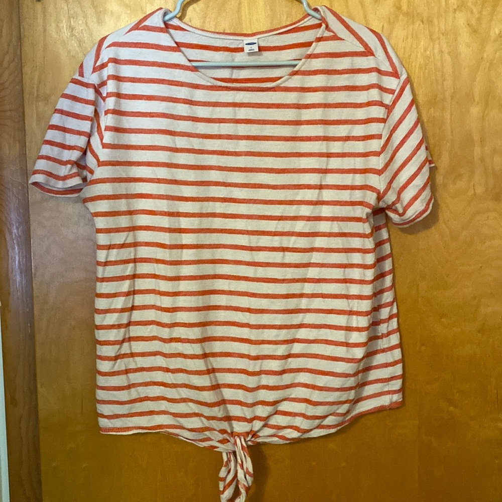 Retro Striped Orange Old Navy Bottom Tie Top Large